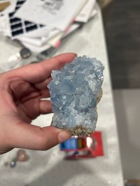 Natural Blue Celestite Crystal Cluster - Decorative Home Accent